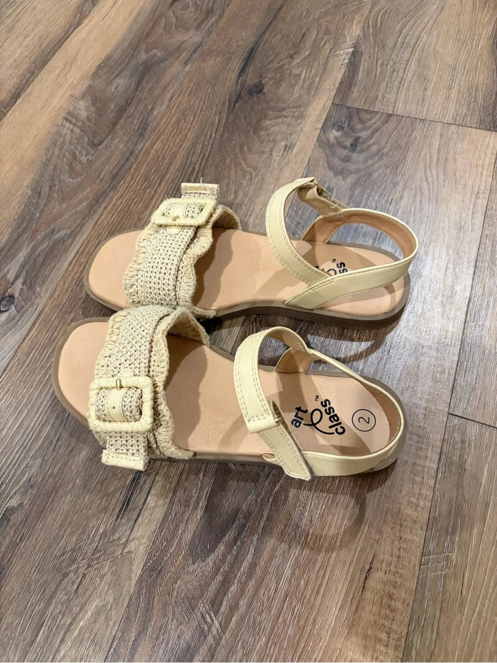 art class Beige Braided Buckle Sandals for Kids